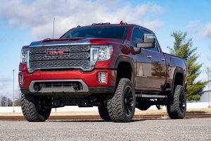 GMC Sierra 2500 HD Tow Hook to Shackle Conversion Kit - Front - Rough Country - D-Ring Combo - Black - '20-'24